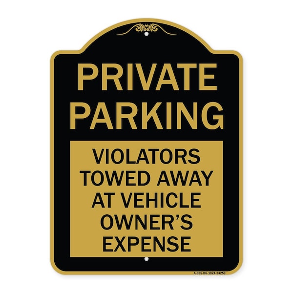 Signmission Private Parking Violators Towed Away at Vehicle Owners Expense, A-DES-BG-1824-23259 A-DES-BG-1824-23259 - main